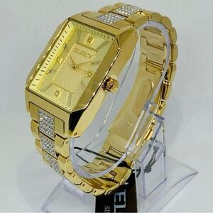 Brand New Men’s Elgin FG9754ST 14K Gold Plated Fully Iced Lab Diamond Watch